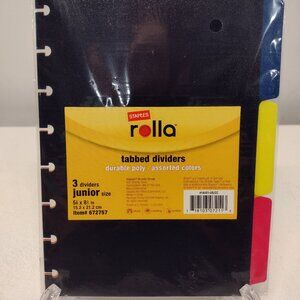 Staples Rolla Insertable Poly Tabbed Dividers, 3ct - Junior Size.5in x 8.25in